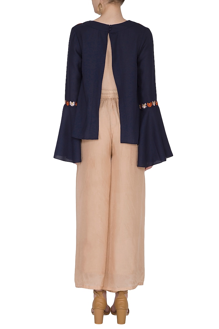 Navy Blue Embroidered Blouse by Ollari at Pernia's Pop Up Shop