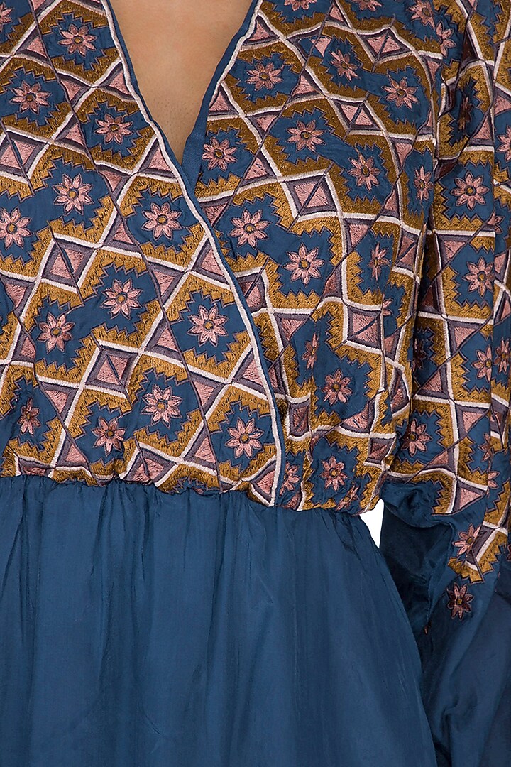 Agean Blue Embroidered Summer Dress by Ollari at Pernia's Pop Up Shop