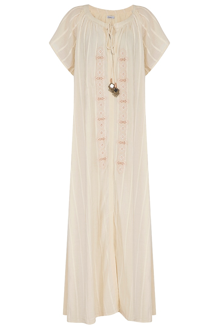 Ivory Embroidered Maxi Dress by Ollari