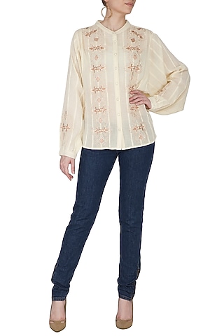 Ivory Embroidered Top by Ollari