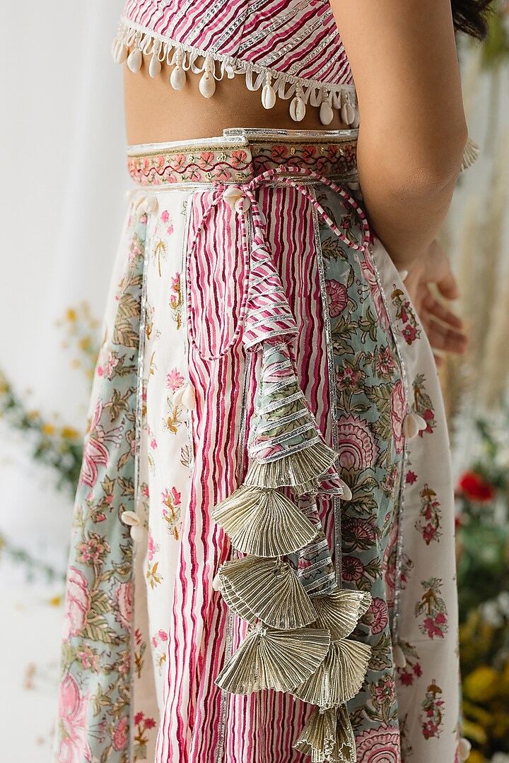 Multi-Colored Cambric Cotton Floral Printed Lehenga Set by Old Marigold at Pernia's Pop Up Shop