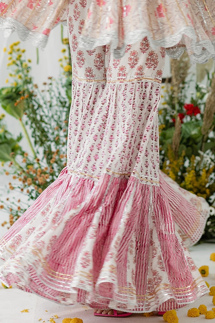 Pink Cambric Cotton Floral Printed Sharara Set by Old Marigold at Pernia's Pop Up Shop