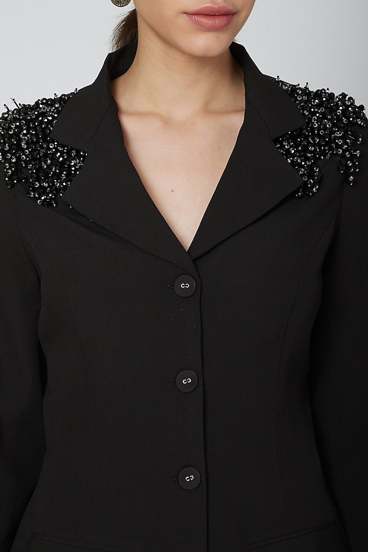 Black Zardosi Embroidered Coat by Our Love at Pernia's Pop Up Shop