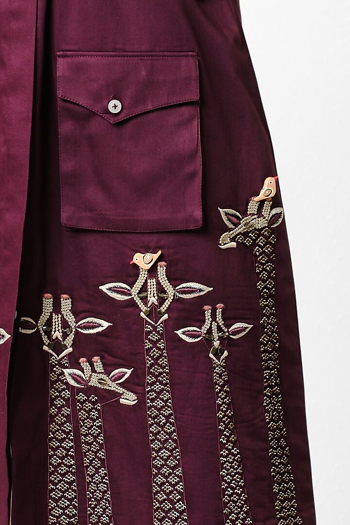 Wine Hand Embroidered Summer Dress by Our Love at Pernia's Pop Up Shop