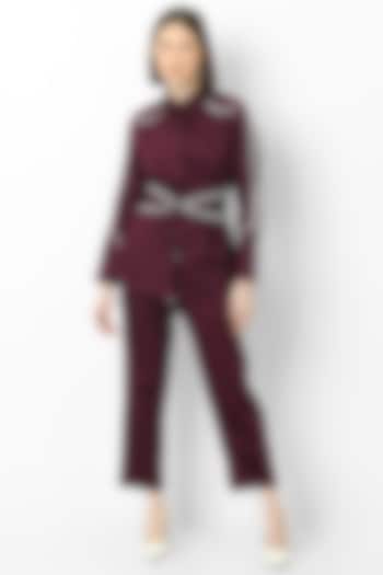 Wine Cotton Satin Pants by Our Love at Pernia's Pop Up Shop