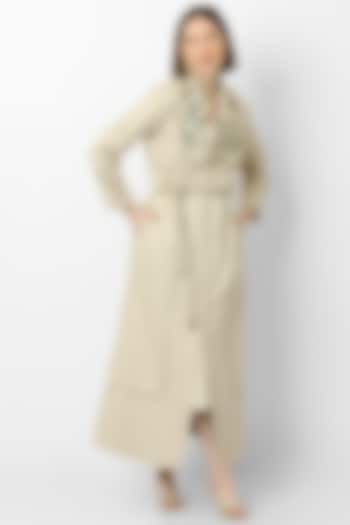 Oat VIscose Suiting Dress With Trench Coat by Our Love