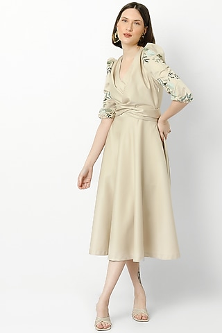 Oat Viscose Suiting Dress by Our Love