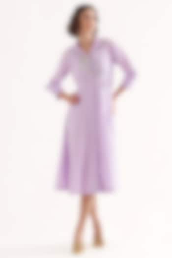 Lilac Cotton Poplin Embroidered Midi Summer Dress by Our Love at Pernia's Pop Up Shop