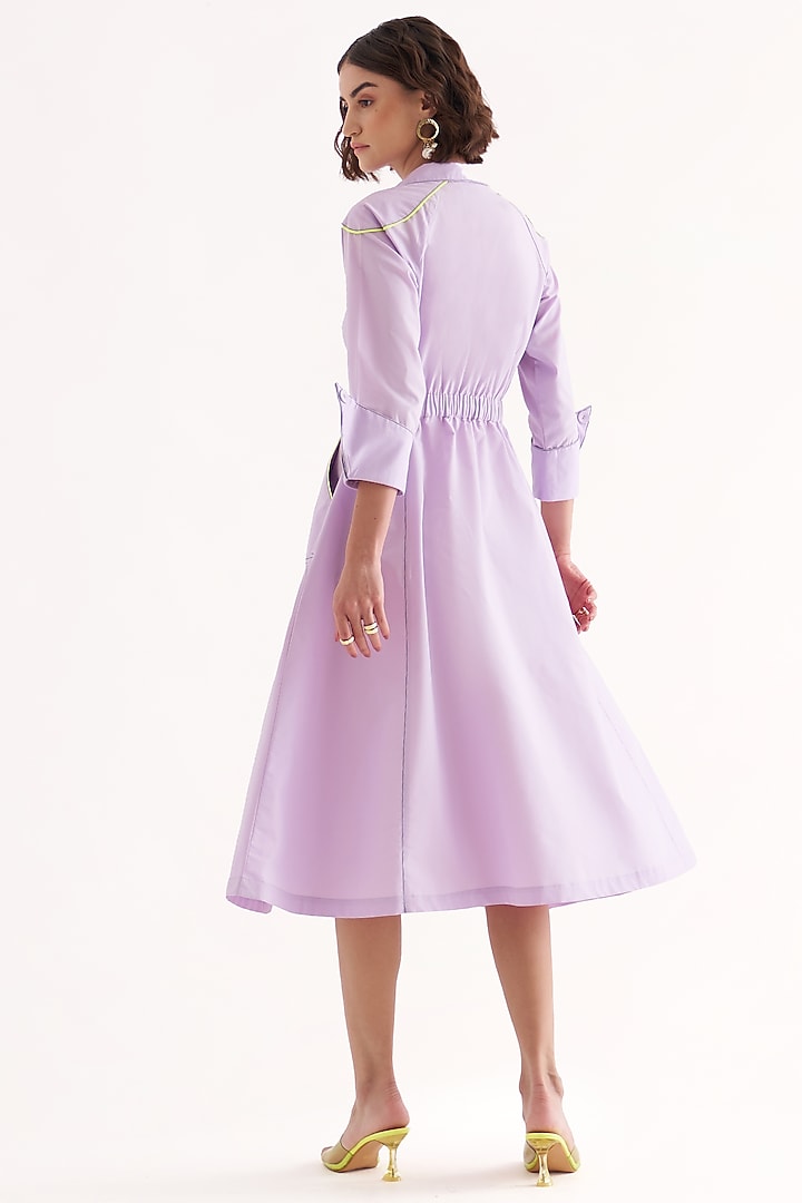 Lilac Cotton Poplin Embroidered Midi Summer Dress by Our Love at Pernia's Pop Up Shop