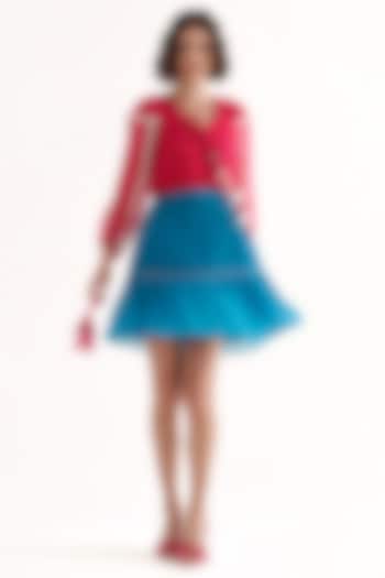 Fuchsia & Turquoise Crinkle Chiffon Mini Summer Dress by Our Love at Pernia's Pop Up Shop