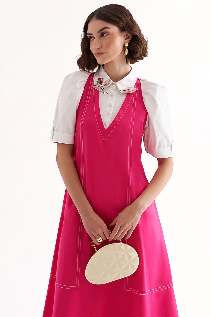 Fuchsia Cotton Poplin Midi Summer Dress by Our Love at Pernia's Pop Up Shop