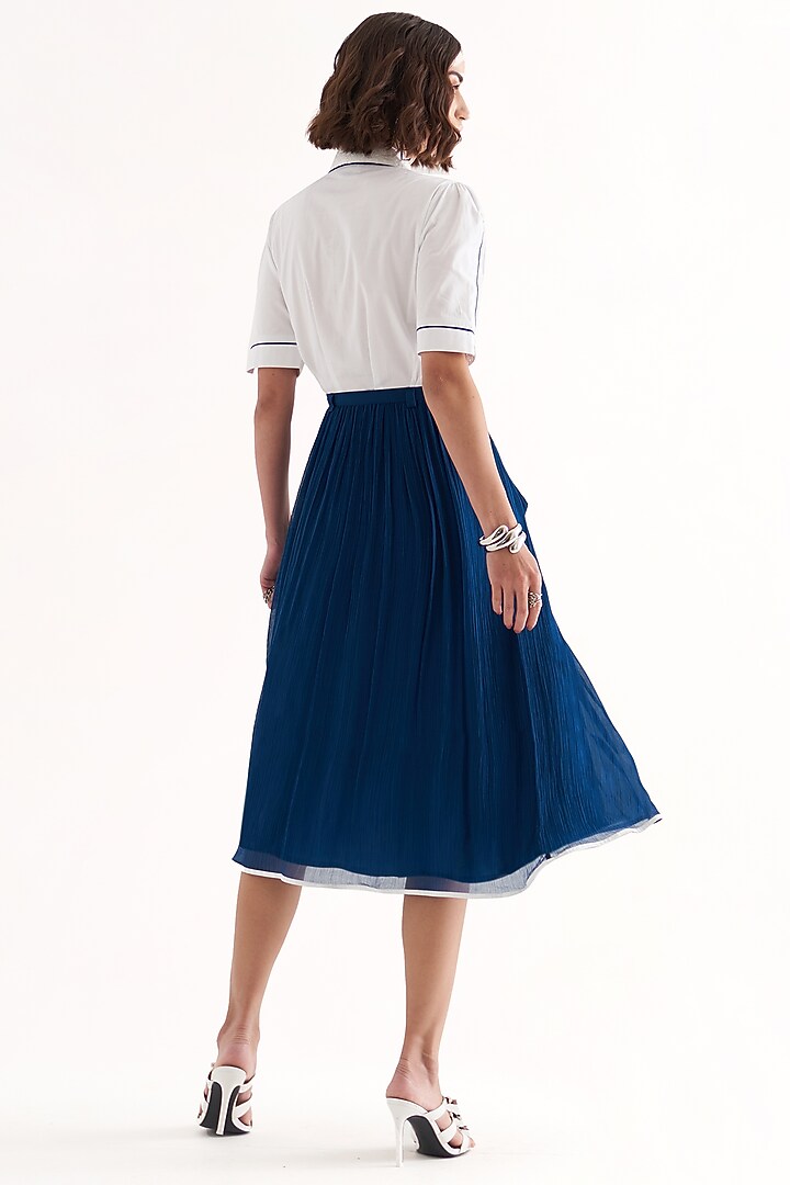 Blue Crinkle Chiffon Pleated Skirt Set by Our Love at Pernia's Pop