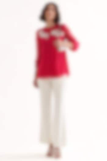 Pink Crinkle Chiffon Embroidered Co-Ord Set by Our Love at Pernia's Pop Up Shop