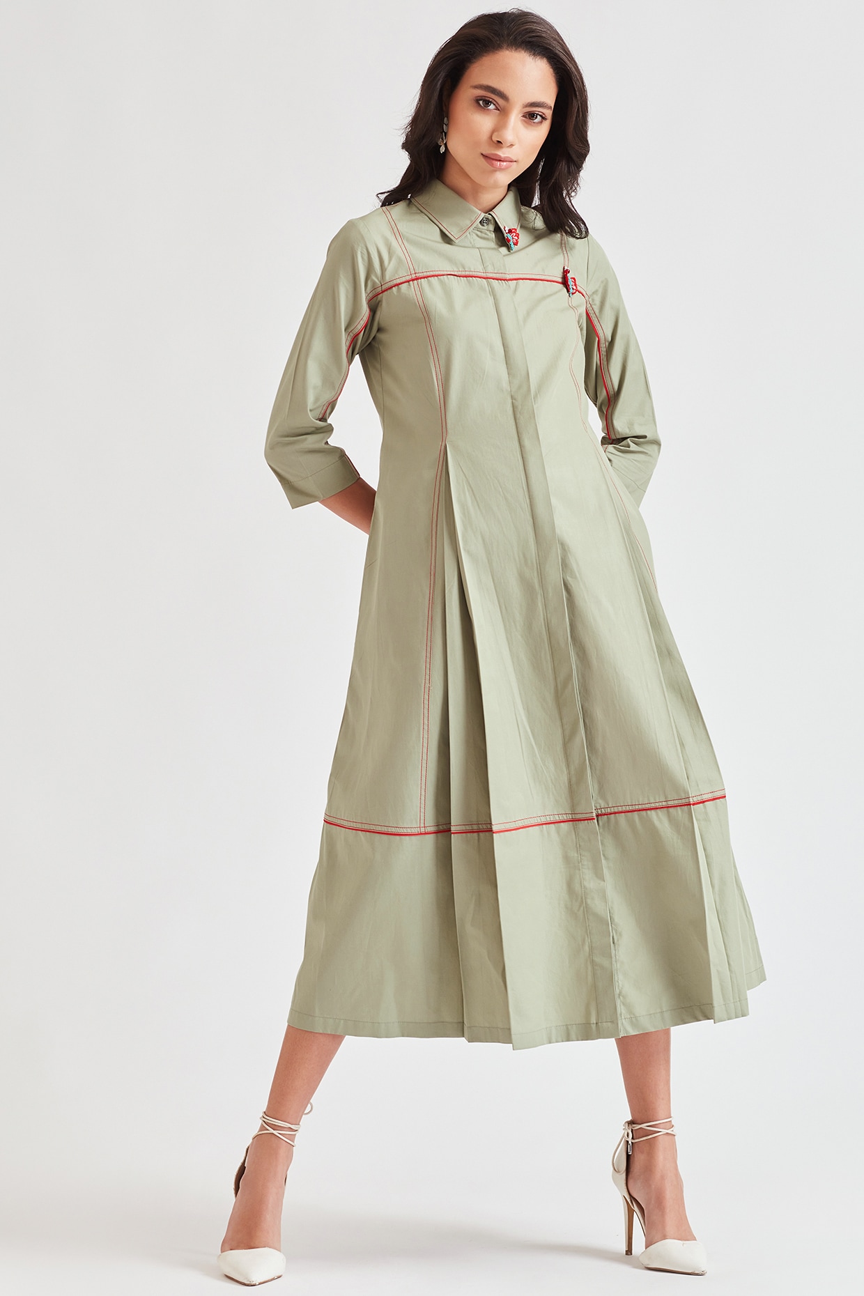 sage green midi dress