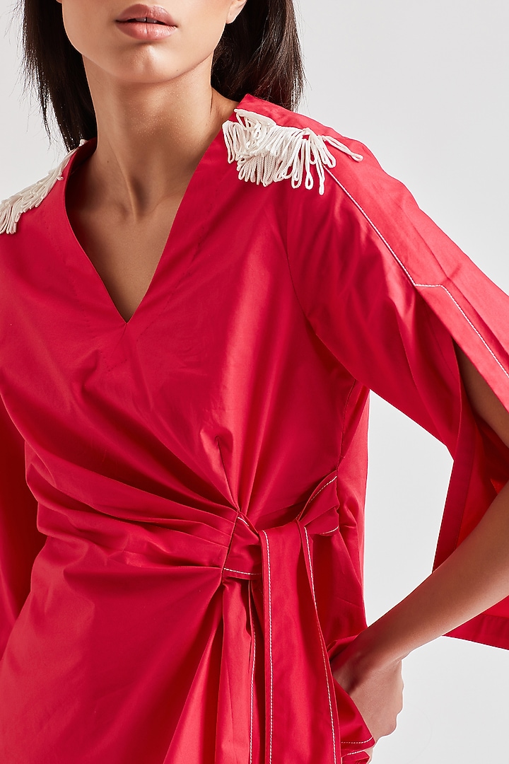 Bright Pink Top With Fringes & Belt by Our Love at Pernia's Pop Up Shop