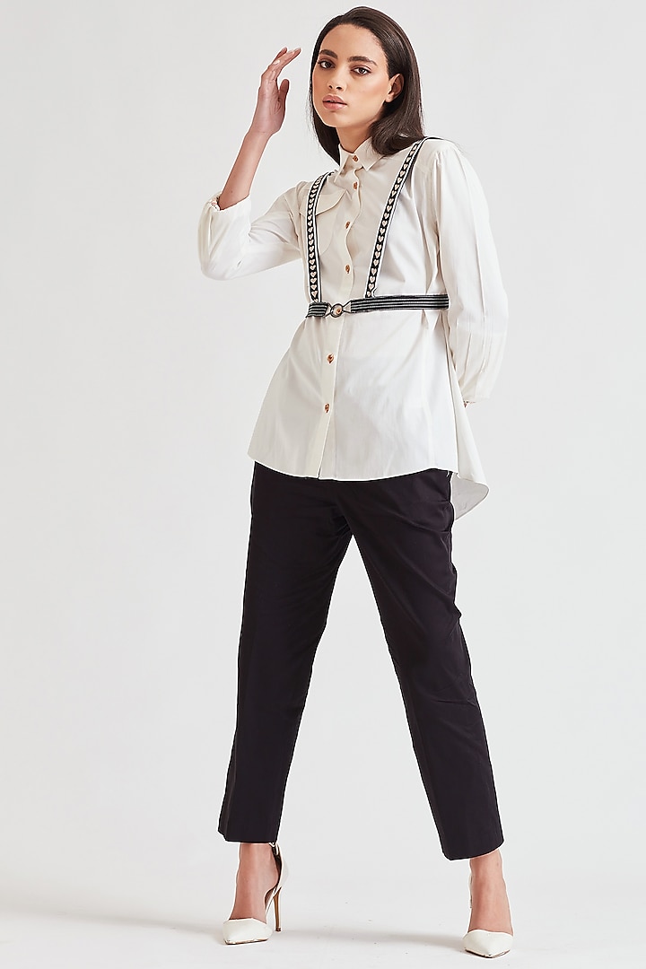 White Shirt With Embroidered Belt by Our Love