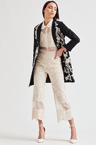 Black Cutwork Jacket Set by Our Love