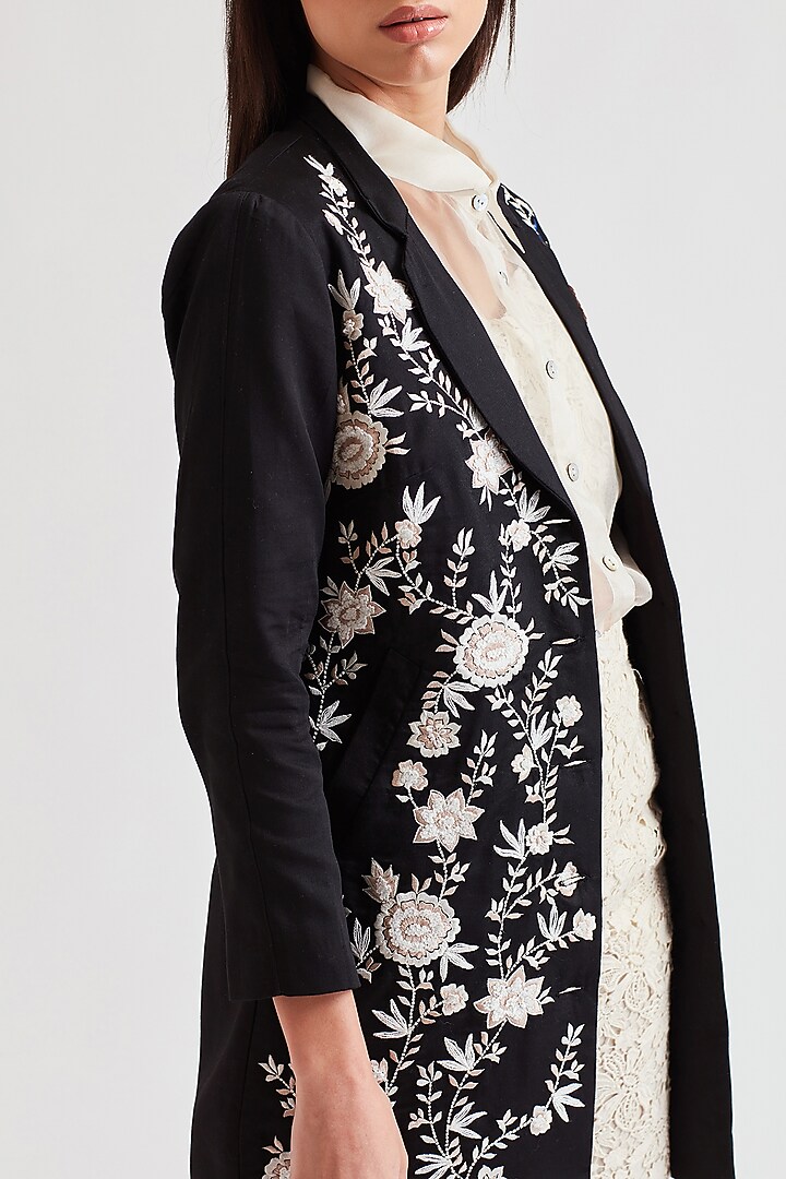 Black Cutwork Jacket Set by Our Love at Pernia's Pop Up Shop