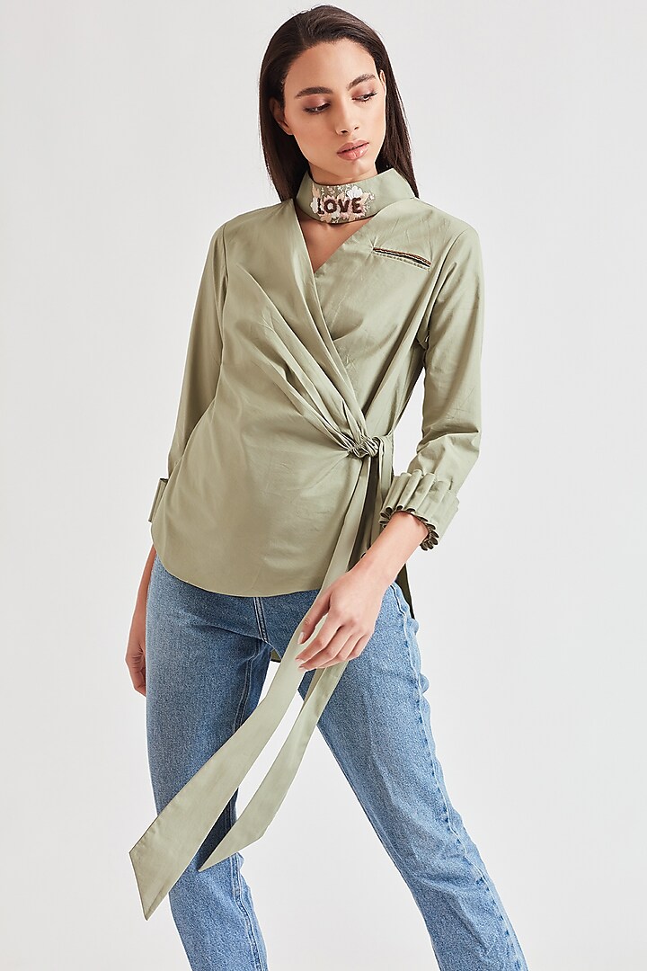 Mint Green Embroidered Top by Our Love