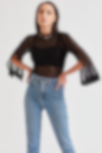 Black Hand Embellished Top by Our Love at Pernia's Pop Up Shop