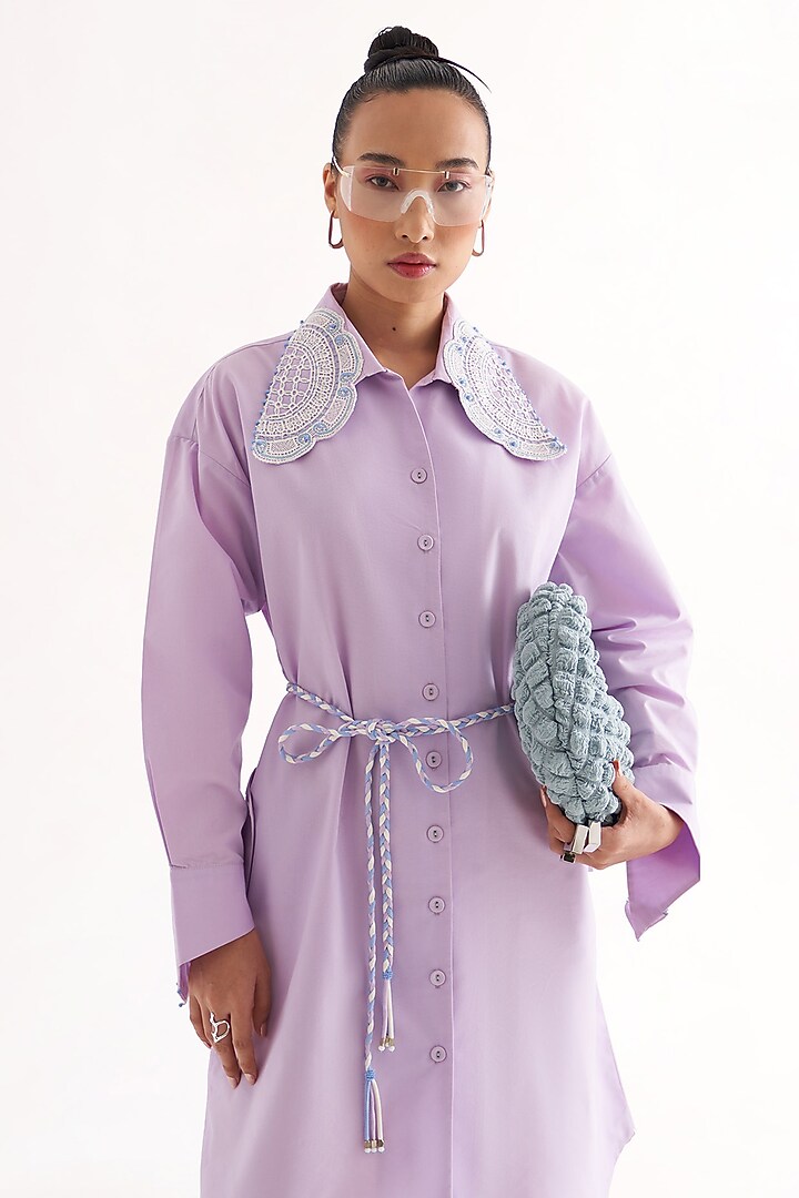 Lilac Cotton Lace Applique Embroidered Summer Dress by Our Love at Pernia's Pop Up Shop