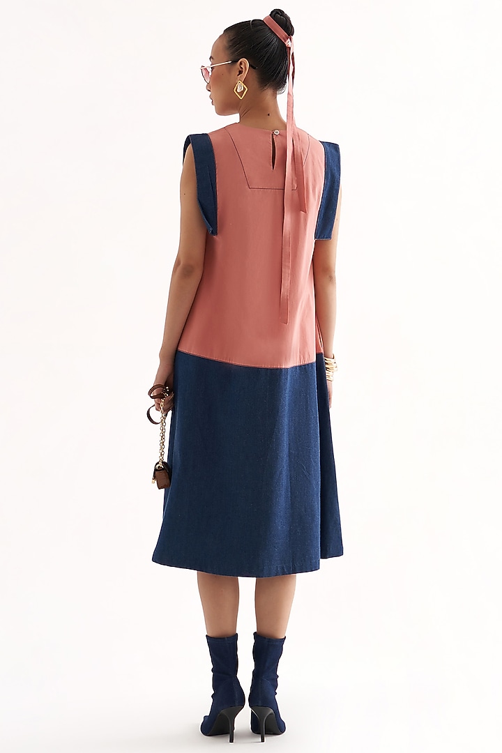 Pink & Blue Cotton Midi Summer Dress by Our Love at Pernia's Pop Up Shop
