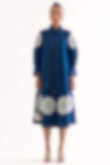 Persian Blue Cotton Lace Applique Midi Dress by Our Love
