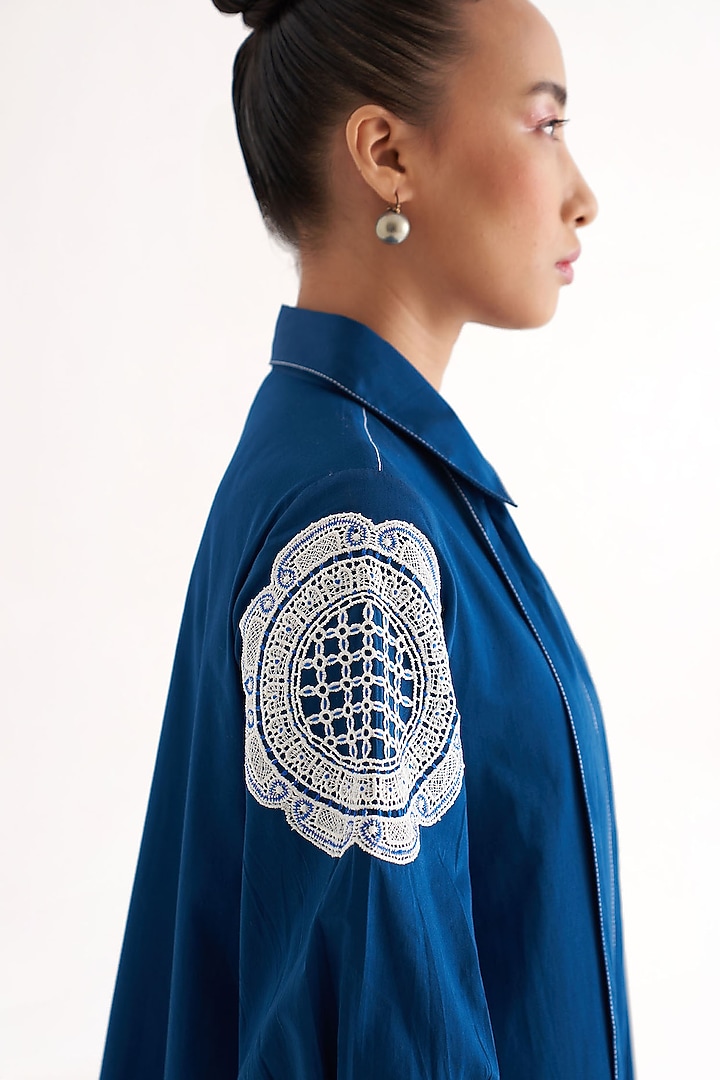 Persian Blue Cotton Lace Applique Midi Summer Dress by Our Love at Pernia's Pop Up Shop
