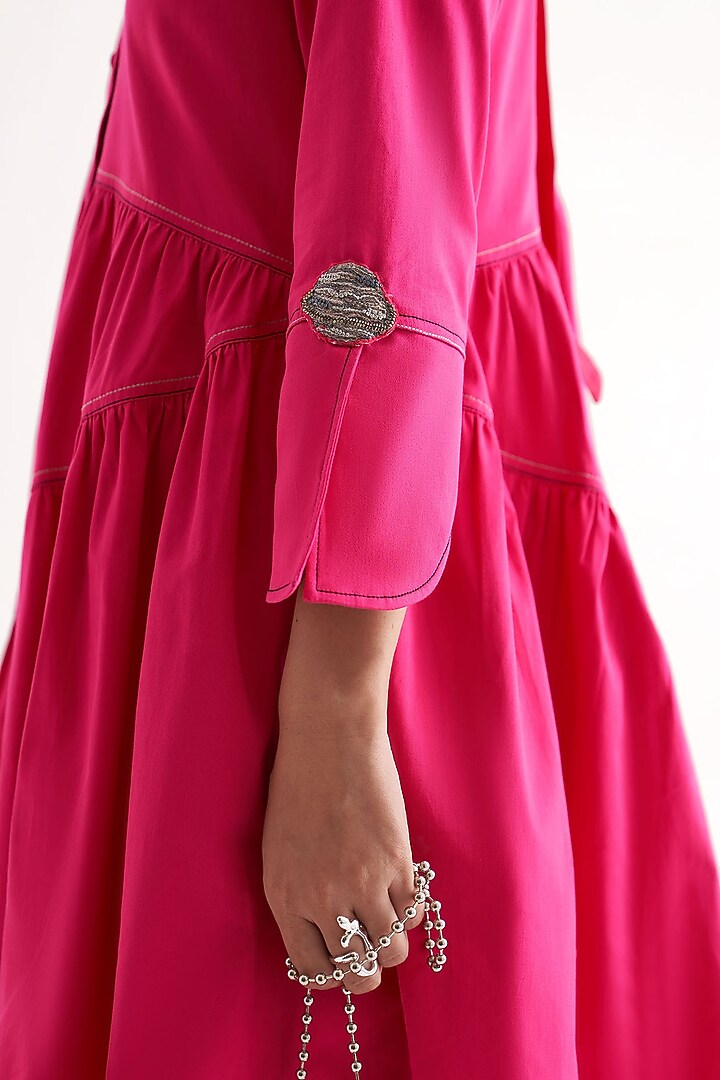 Pink Cotton Hand Embroidered Mini Summer Dress by Our Love at Pernia's Pop Up Shop