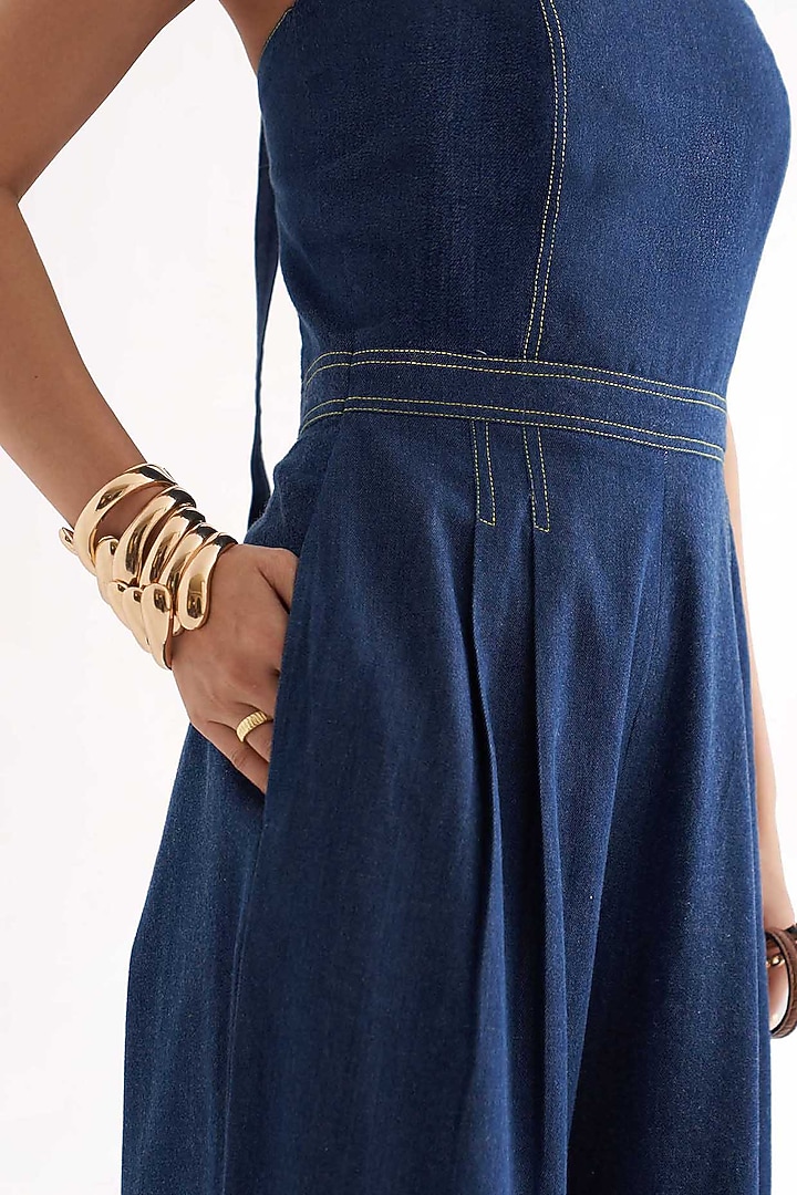 Galaxy Blue Denim Strapless Jumpsuit by Our Love at Pernia's Pop Up Shop