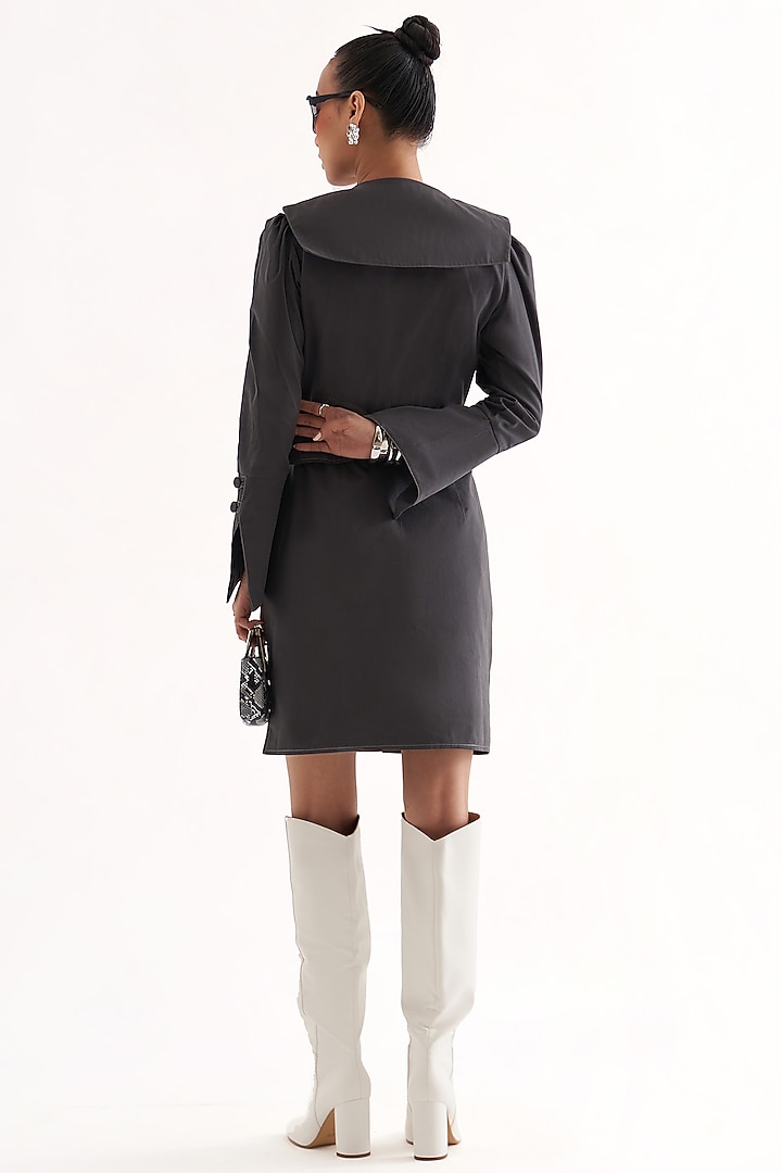 Grey Cotton Pleated A-Line Skirt by Our Love at Pernia's Pop Up Shop