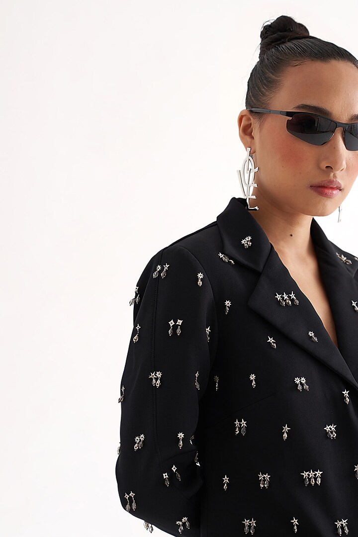 Black Banana Crepe Embellished Blazer Vacation Dress by Our Love at Pernia's Pop Up Shop