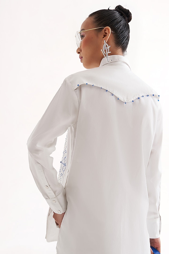 White Cotton Satin Lace Patchwork Co-Ord Set by Our Love at Pernia's Pop Up Shop