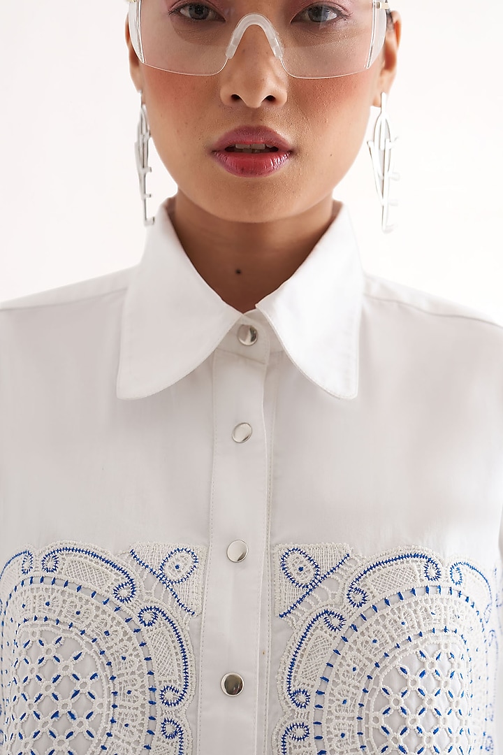 White Cotton Satin Lace Patchwork Co-Ord Set by Our Love at Pernia's Pop Up Shop