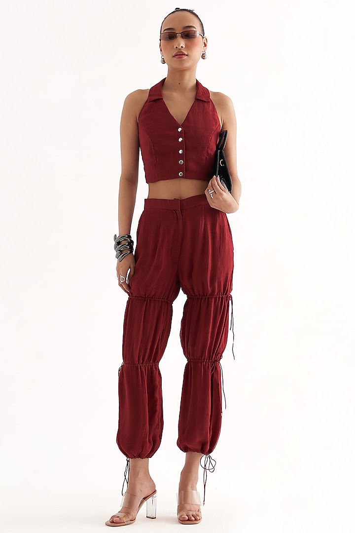 Plum Crinkled Chiffon Co-Ord set by Our Love