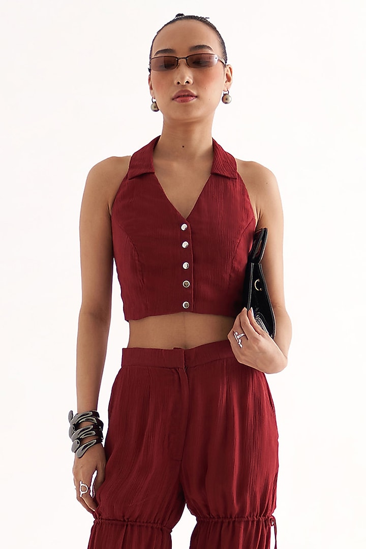 Plum Crinkled Chiffon Co-Ord set by Our Love at Pernia's Pop Up Shop