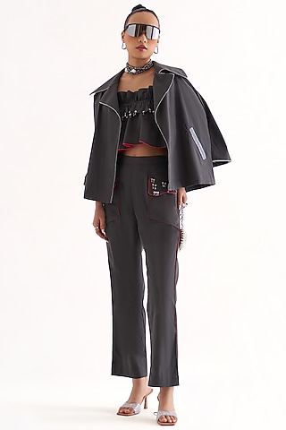 Grey Cotton Jacket Set by Our Love