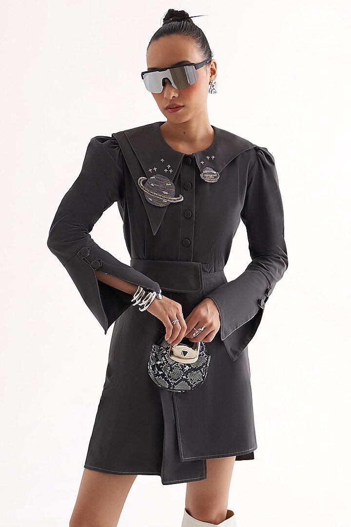 Grey Cotton A-Line Skirt Set by Our Love at Pernia's Pop Up Shop