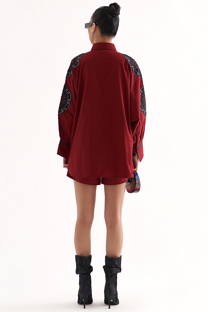 Plum Cotton Thread Work Co-Ord Set by Our Love at Pernia's Pop Up Shop