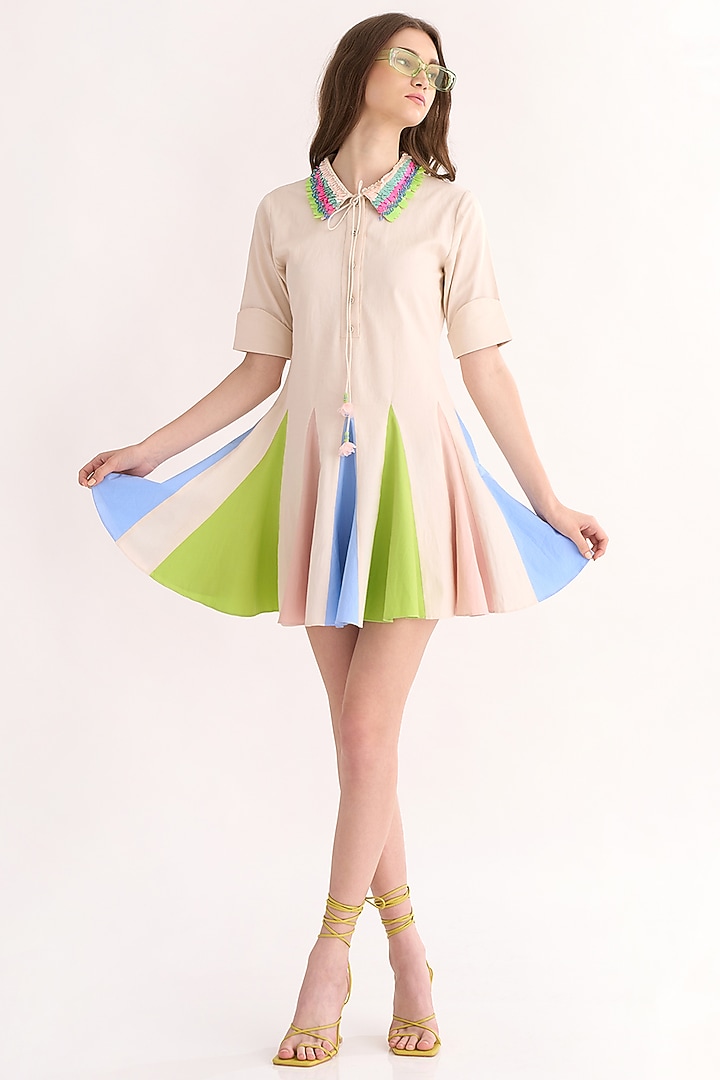 Coconut White Cotton Twill Mini Summer Dress by Our Love at Pernia's Pop Up Shop