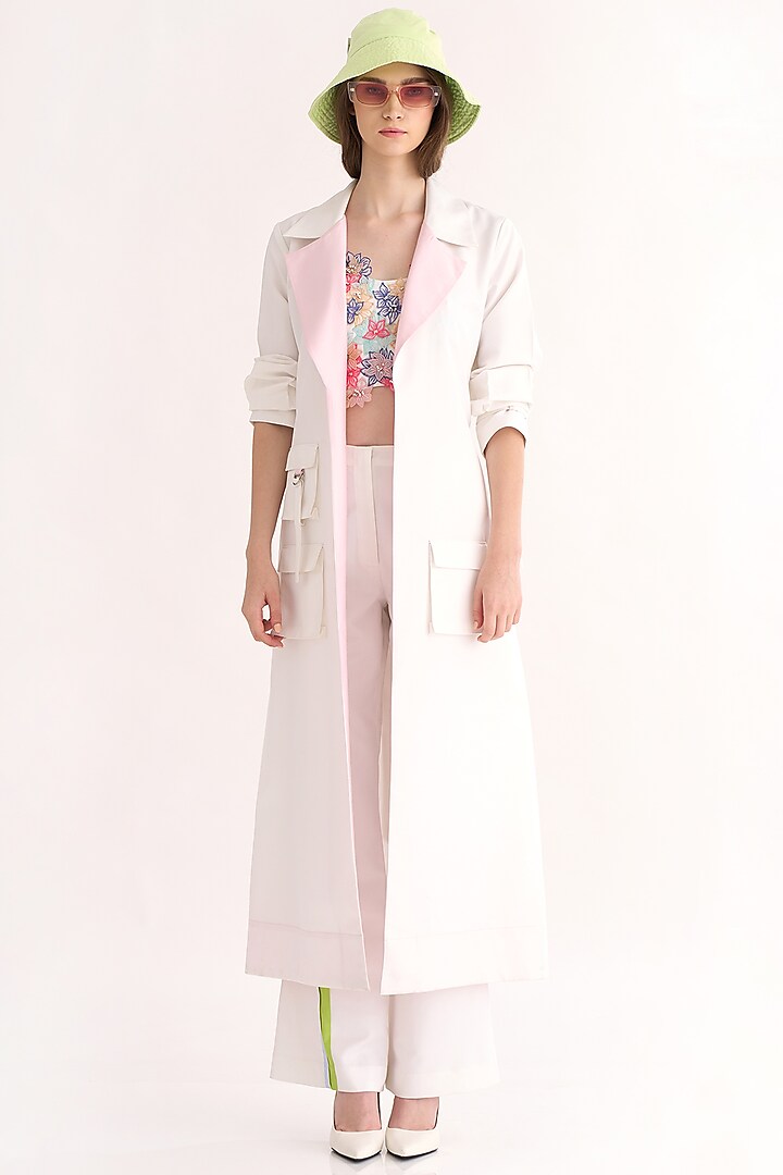 White Viscose Thick Trench Coat by Our Love
