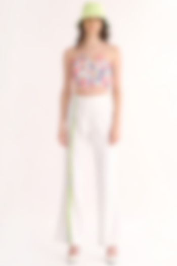 White Viscose Thick Flared Pants by Our Love