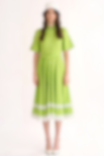 Leaf Green Cotton Midi Dress by Our Love