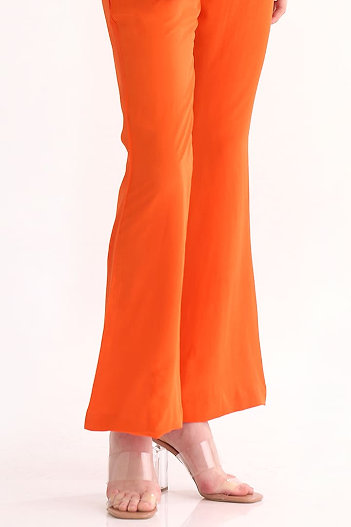 Poppy Orange Silk Crepe Pants by Our Love