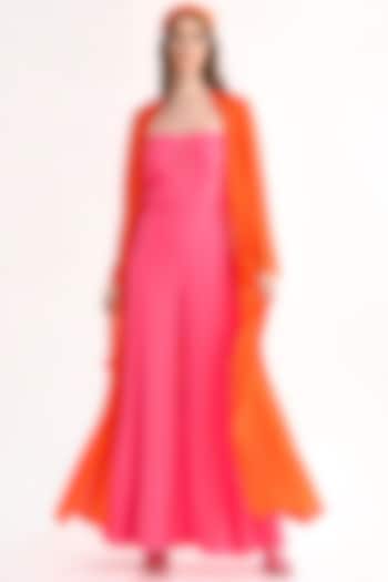 Poppy Orange Silk Crepe Cape Design by Our Love at Pernia's Pop Up Shop 2024