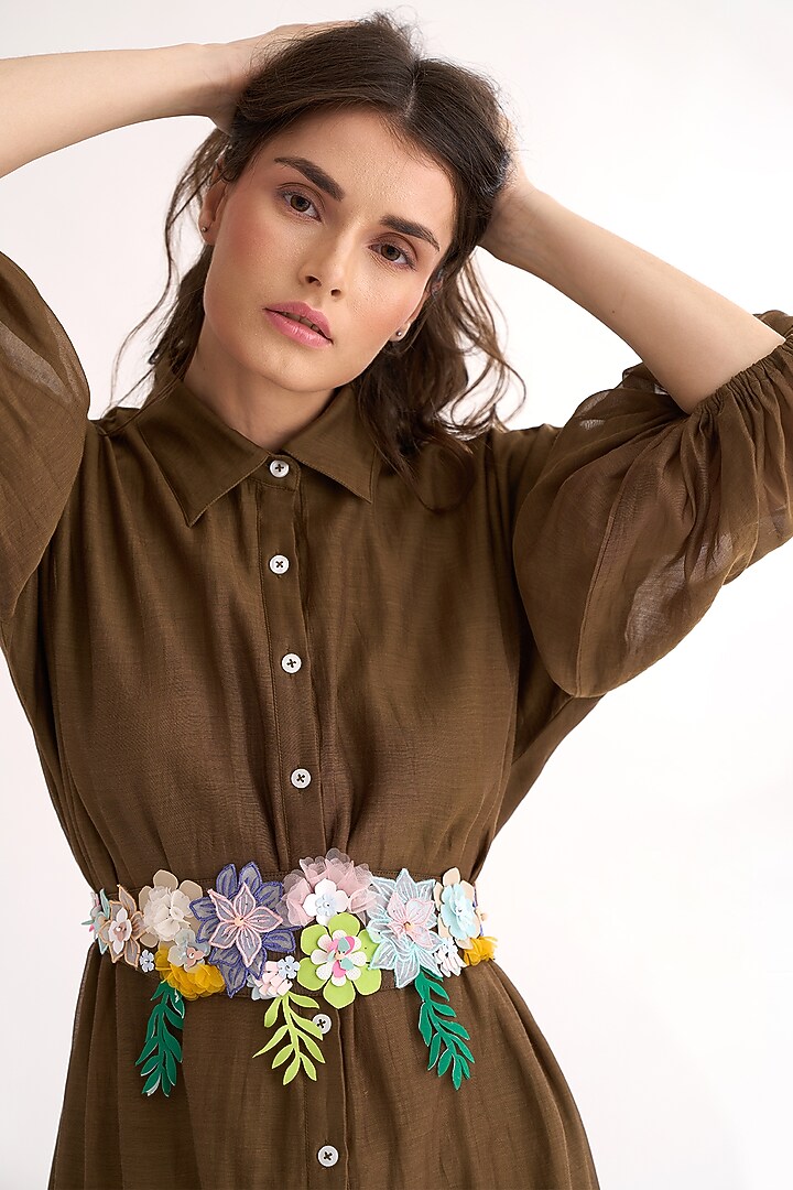 Cocoa Embroidered Belt by Our Love at Pernia's Pop Up Shop