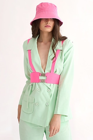 Fuchsia Silk Crepe Harness Belt by Our Love