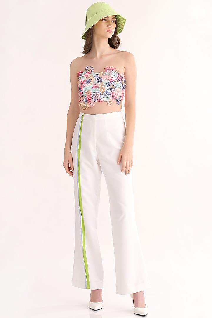 White Colorblocked Flared Pant Set by Our Love at Pernia's Pop Up Shop