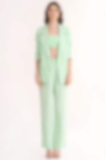 Mint Silk Crepe Blazer Set by Our Love