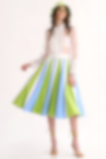 Leaf Green Color-Blocked Midi Skirt Set by Our Love